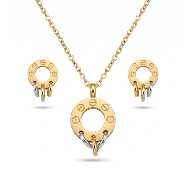 Collier et boucles d'oreilles Cercle Trinity Vis