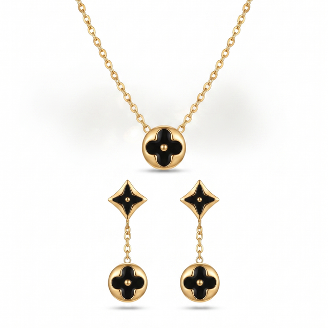 Parure Collier et Boucles d'oreilles Fleur de Nuit