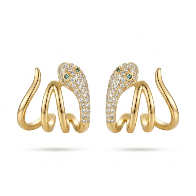 Boucles d'oreilles Le Serpent Mystique Œil d'Émeraude