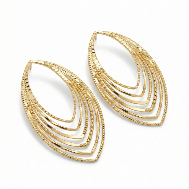 Boucles d'oreilles pendantes à plusieurs niveaux avec effet diamant – Acier plaqué or 18 carats