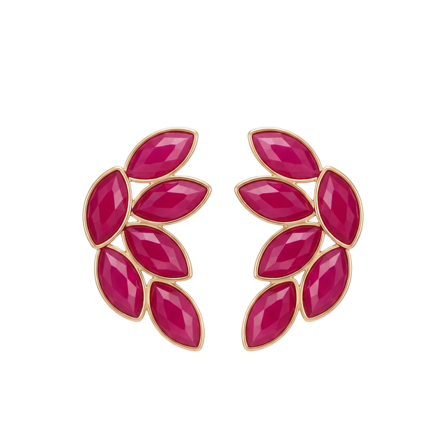 Boucles d'oreilles Palme Rose Éclat