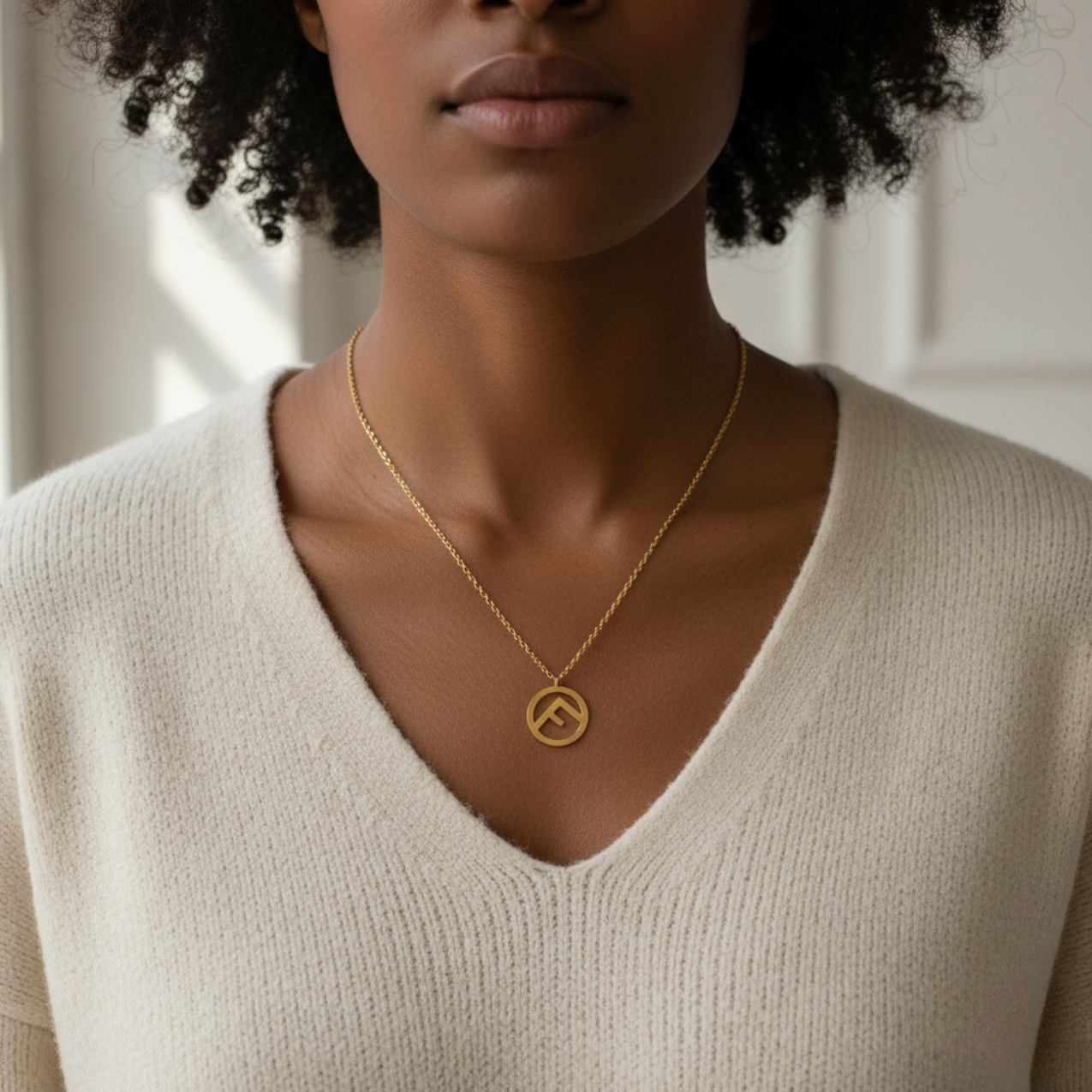 100% 18K Gold Plated Steel Interlocking Double Letter Pendant Necklace