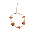 Conjunto de Joyería Floral Geométrica Rosa 100% Acero Bañado en Oro 18K