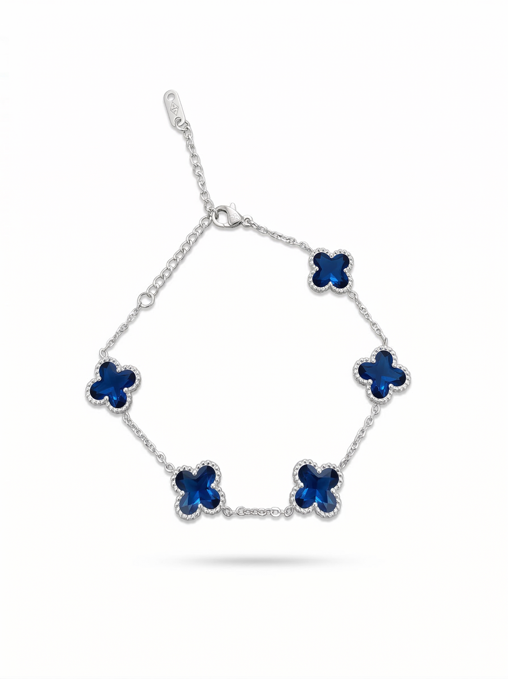 Bracelet Blue Clover avec marbre irisé, 100 % acier inoxydable, couleur argent