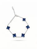 Bracelet Blue Clover avec marbre irisé, 100 % acier inoxydable, couleur argent