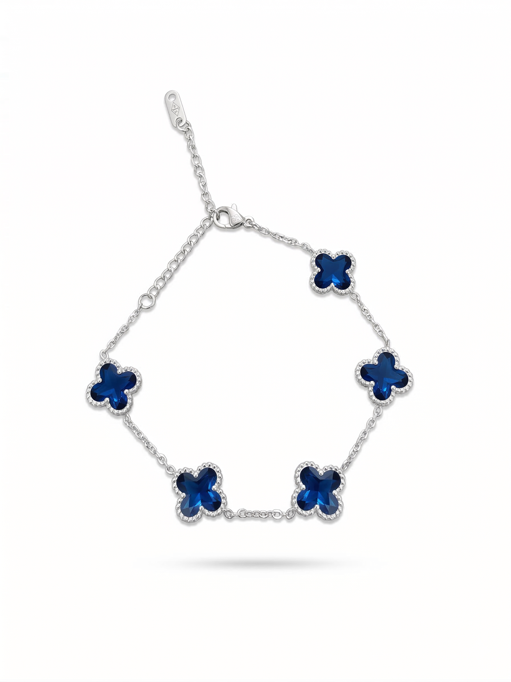Bracelet Blue Clover avec marbre irisé, 100 % acier inoxydable, couleur argent