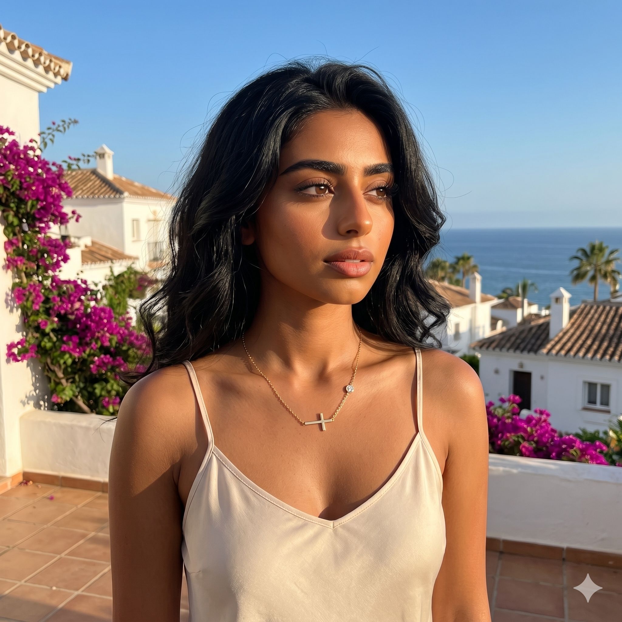 Collier Croix Latérale Pailleté Solitaire