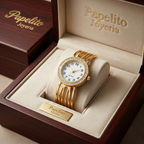 Multi-line Rigid Bracelet Watch with Crystals – 100% 18K Gold Plated Steel