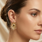 Pendientes de Botón con Diseño de Sol Radiante – 100% Acero Bañado en Oro 18K