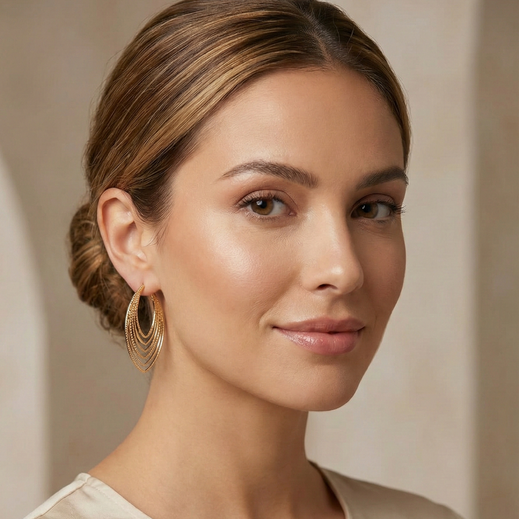 Pendientes de Gota Multinivel con Textura Diamantada – 100% Acero Bañado en Oro 18K