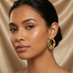 Pendientes de Botón Ovalados con Textura Martillada – 100% Acero Bañado en Oro 18K