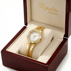 Openwork Rigid Bracelet Watch with Crystals – 100% 18K Gold Plated Steel