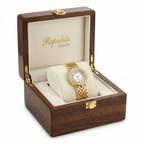 Rigid Bracelet Watch with Net Design and Crystals – 100% 18K Gold Plated Steel