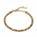 Flat Link Bracelet with Leopard Print - 100% Steel 18K Gold Plated