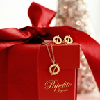 Parure de bijoux circulaire avec barre diagonale et détails de vis 100 % acier plaqué or 18 carats