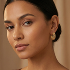 Pendientes de Aro con Diseño de Cuentas en Relieve – 100% Acero Bañado en Oro 18K