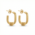 Square Hoop Earrings with Textured Detail 100% 18K Gold Plated Steel