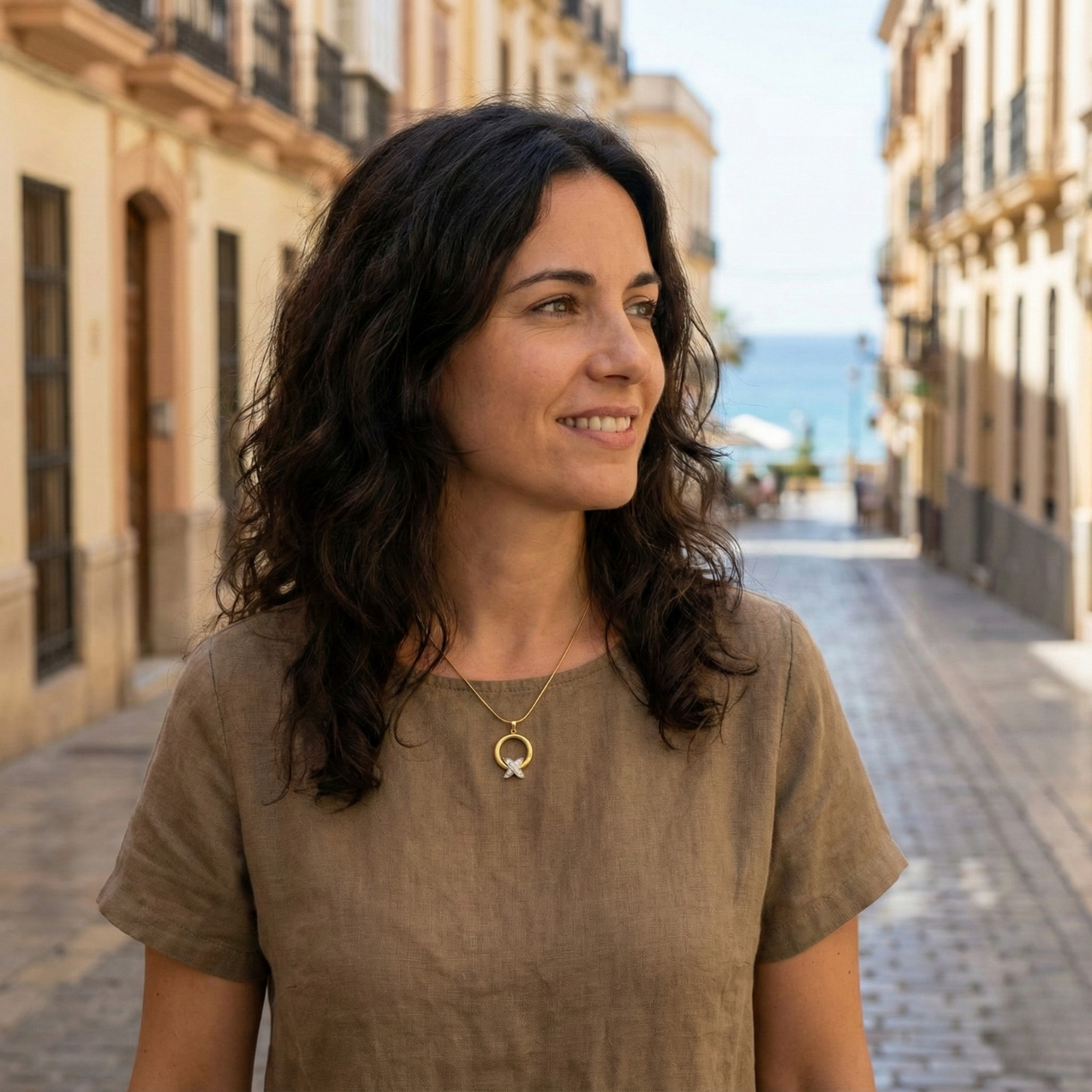 Collier cercle et « X » avec zircon cubique, acier 100 % plaqué or 18 carats