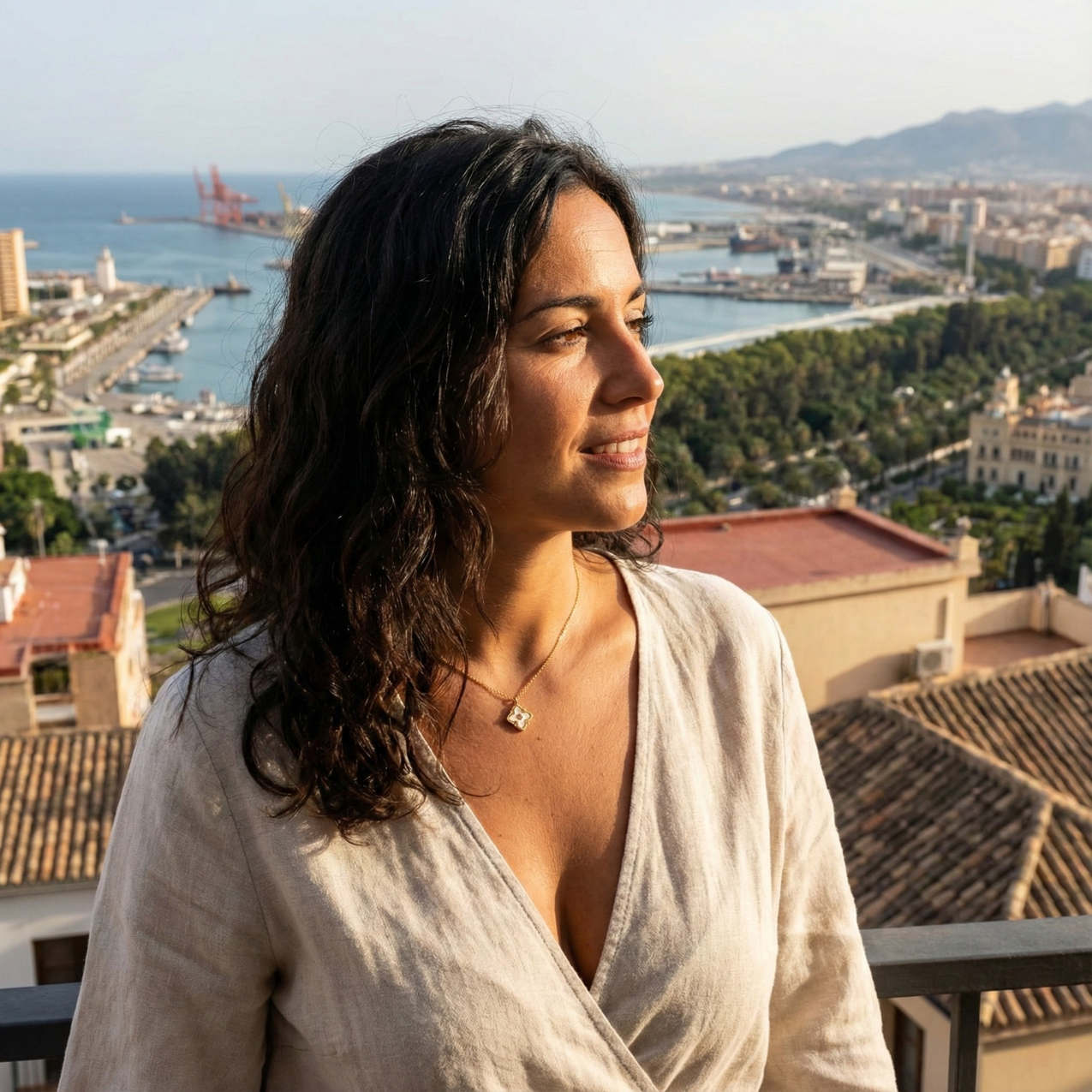 Four-Petal Flower Necklace with Mother-of-Pearl and Central Zirconia 100% 18K Gold Plated Steel