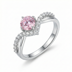 Bague « Brilliant Promise » avec zircone ovale – Acier inoxydable plaqué or blanc 18 carats