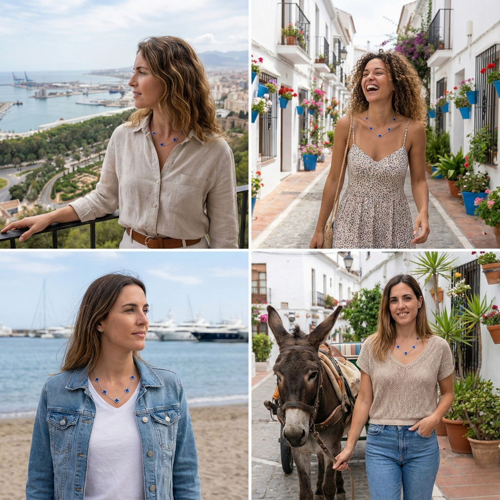 Collier Trèfle Bleu 100% Acier Inoxydable Couleur Argent