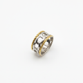 Wide Two-Tone Ring with Links and Braided Edge 100% Steel (Silver and 18K Gold Plated)