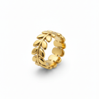 Anillo Corona de Hojas 100% Acero Bañado en Oro 18K