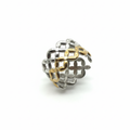 Anillo Ancho Calado Geométrico Bicolor 100% Acero (Plata y Baño de Oro 18K)