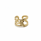 Anillo Ancho Entrelazado 100% Acero Bañado en Oro 18K
