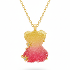 Collar Osito Gominola Vestido Bicolor Glitter con Estrellas - 100% Acero Bañado en Oro 18K