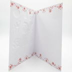 Tarjeta Navideña con Iconos Clásicos y Detalles Dorados (Incluye Sobre)