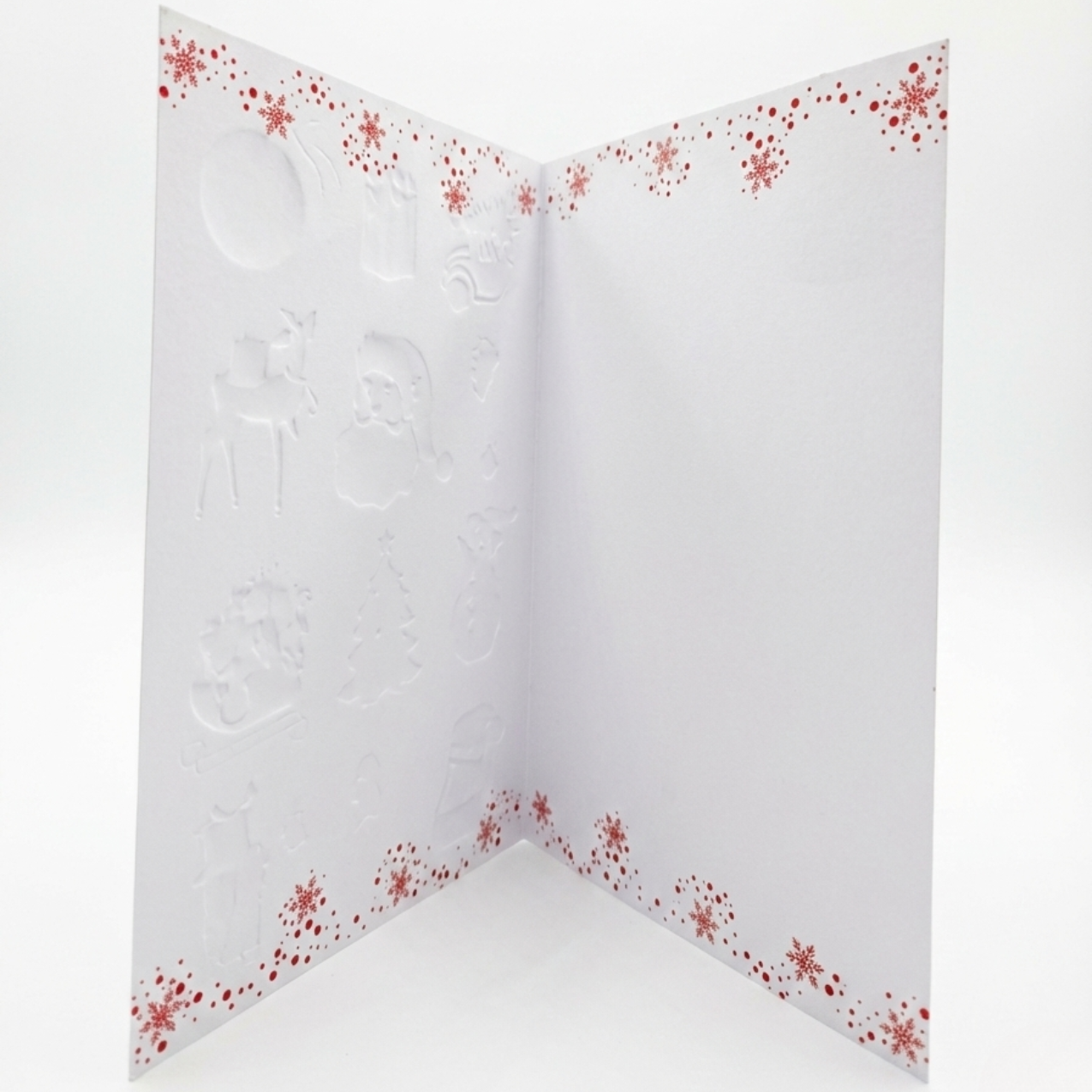 Tarjeta Navideña con Iconos Clásicos y Detalles Dorados (Incluye Sobre)