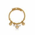 Pulsera Rígida Trenzada de Acero Chapado en Oro 18K con Dijes Árbol de la Vida y Brillantes