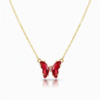 Collar Mariposa Zirconia Roja - 100% Acero Bañado en Oro 18K