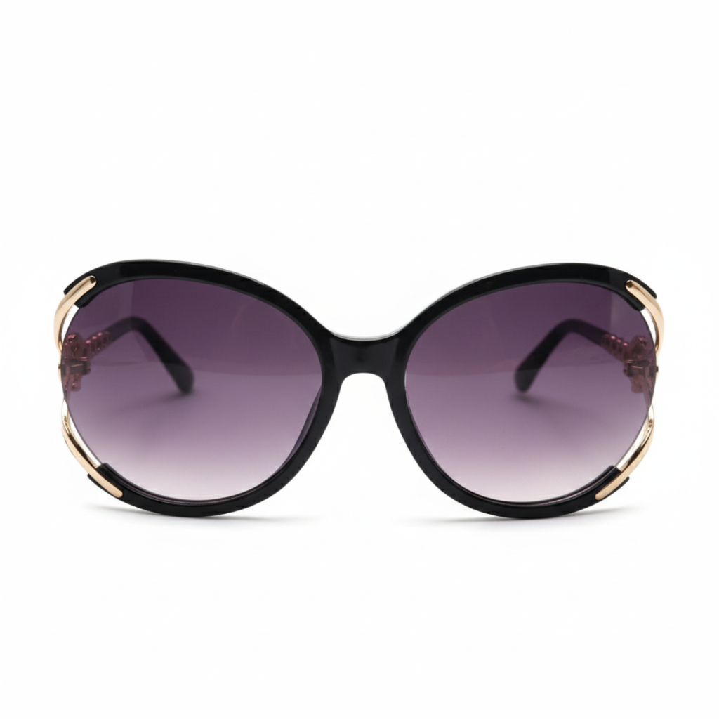 Gafas de Sol Oversize con Patillas Doradas 100% Acero Bañado en Oro 18K