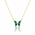 Collar Mariposa Zirconia Verde Esmeralda - 100% Acero Bañado en Oro 18K
