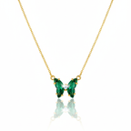 Collar Mariposa Zirconia Verde Esmeralda - 100% Acero Bañado en Oro 18K