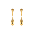 Long Drop Earrings, Elongated Design, 100% Steel, 18K Gold Plated