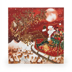 Tarjeta Navideña: El Vuelo de Papá Noel y su Trineo con Renos (Incluye Sobre)