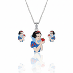 Conjunto de Pendientes Infantiles Blancanieves de Acero Chapado en Plata
