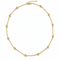18K Gold Plated Steel Necklace with Braided Chain and Separate Beads