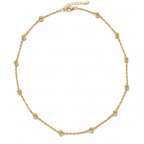 Collier en acier plaqué or 18 carats avec chaîne tressée et perles séparées