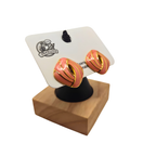 Boucles d'oreilles géométriques en émail rose et rayures dorées, 100 % acier plaqué or 18 carats