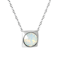 Elegant Necklace with Square Opal Crystal Pendant - 100% Steel and Made in Spain