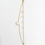 Pulsera Doble Cadena con Mariposas Nácar y Doradas 100% Acero Bañado en Oro 18K