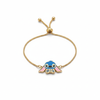 Pulsera de Personaje Azul Esmaltado con Circonitas 100% Acero Bañado en Oro 18K