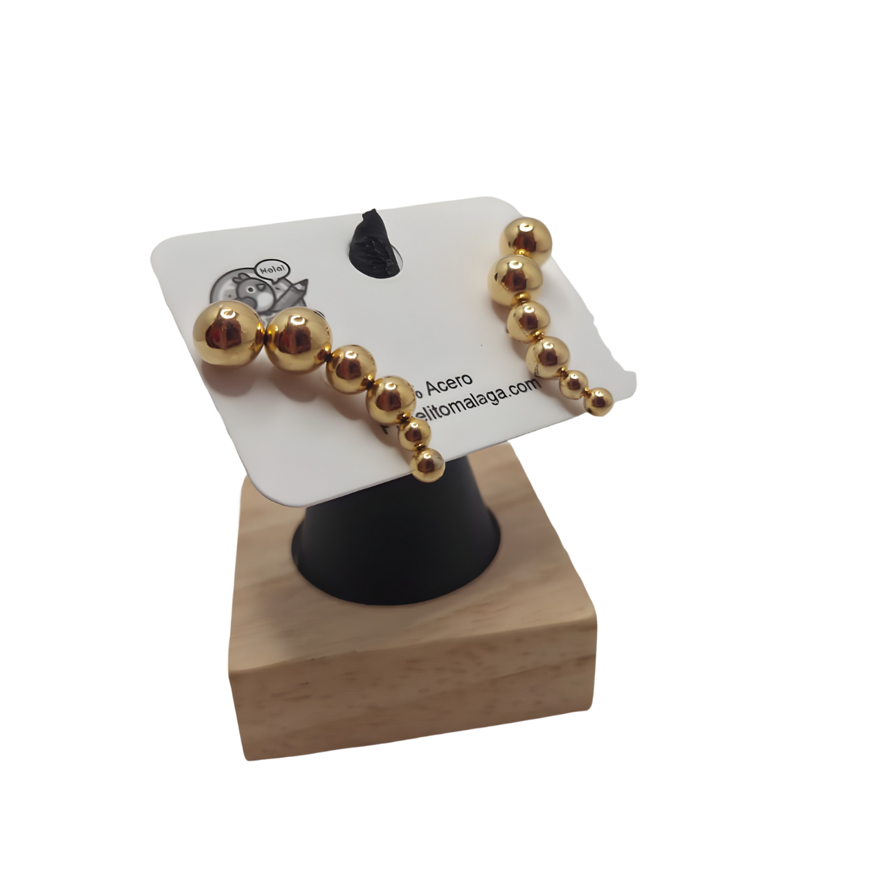 Pendientes Trepadores de Bolas Graduadas 100% Acero Bañado en Oro 18K