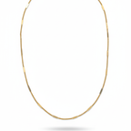 Collar Cadena Fina con Barras Intercaladas de Acero Chapado en Oro 18K