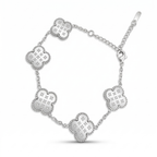 Bracelet Trèfles Gravés - 100% Acier Argenté