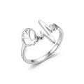 Anillo Ajustable "Paz y Vida" con Símbolo Peace y Latido - 100% Acero con Baño de Plata